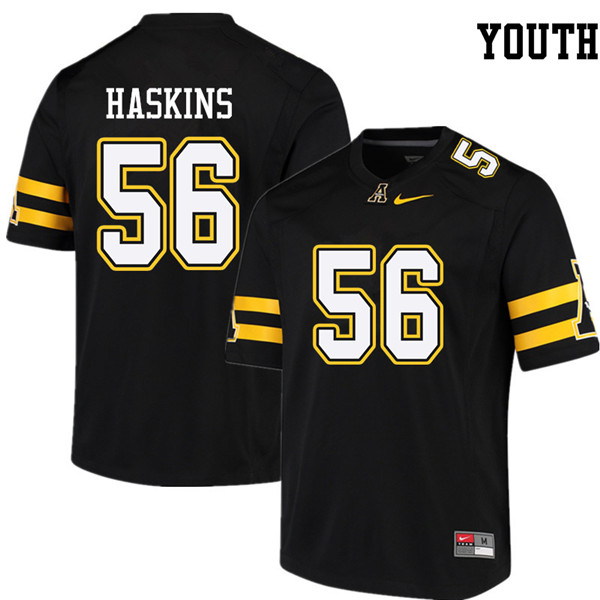 Youth #56 Nate Haskins Appalachian State Mountaineers College Football Jerseys Sale-Black